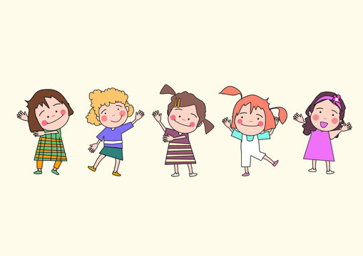 children character illustration. Children's illustrations with various movements. 