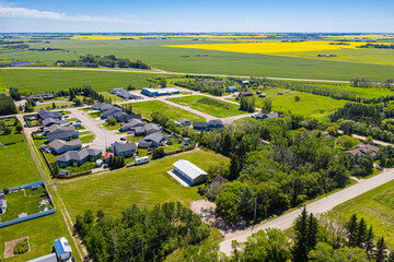 Aerial view of the town of Waldheim, Saskatchewan