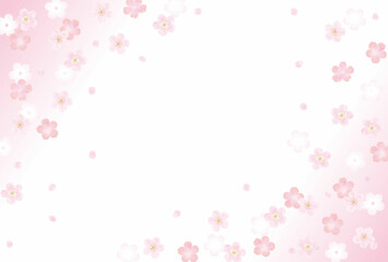 小さいさくらの花と淡いピンクのベクター背景