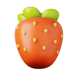 Ripe red strawberry 3d render illustration.