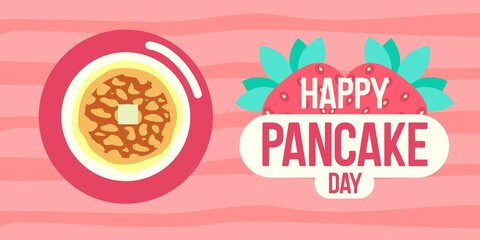 Flat pancake day horizontal banner
