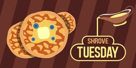 Flat pancake day horizontal banner