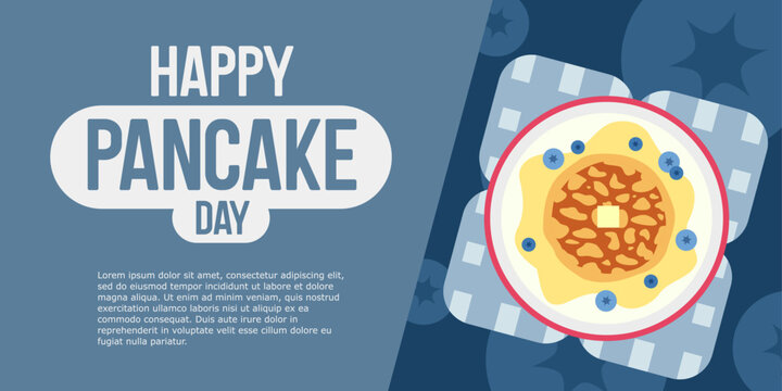 Flat pancake day social media post template