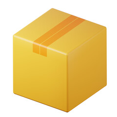 Cardboard box high quality 3d render illustration icon for delivery app or moving service.