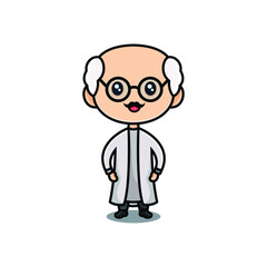  Funny character. Cartoon vector illustration. Mad professor. Science experiment. 