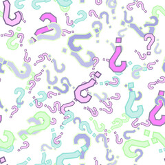 Quiz seamless pattern. Question marks, doubt, faq