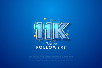 11k followers background with numbers illustration.