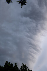 Dark clouds gathered in the sky prior to a summer rainstorm