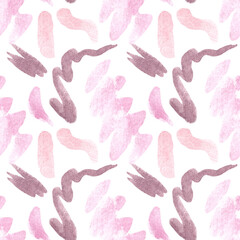 Hand drawn watercolor seamless pattern witn abstract elements.