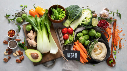 Vegetable assortment on light background.