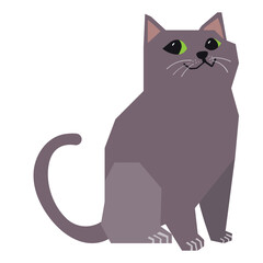 Chartreux cat vector illustration in flat color design