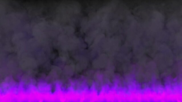 A wall of purple fire occupies the entire bottom of the screen. Colored flames turn into gray smoke and rise up.