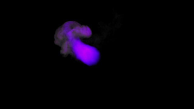 A small puff of purple smoke rushes across the black screen, leaving behind gray smoke. Lilac fireball.