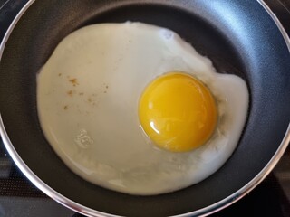 fried egg in a frying pan