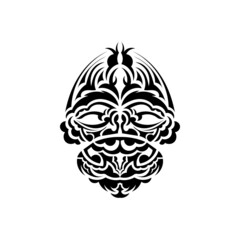 Samurai mask. Traditional totem symbol. Black tribal tattoo. Isolated. Vector illustration.