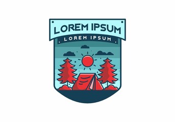 Fun camping with tent illustration