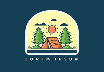 Fun camping with tent illustration