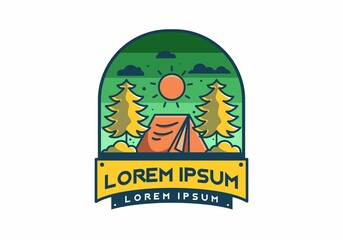 Fun camping with tent illustration