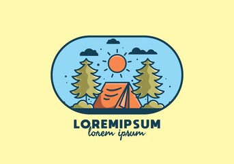 Fun camping with tent illustration