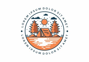 Fun camping with tent illustration