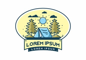 Fun camping with tent illustration