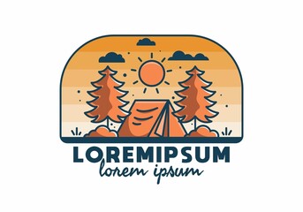 Fun camping with tent illustration