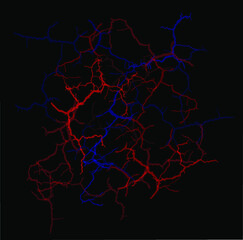 Blood vessels system background, vector illustration, human blood vessels net
