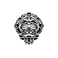 Obraz premium Tribal mask. Monochrome ethnic patterns. Black tribal tattoo. Isolated on white background. Vector illustration.
