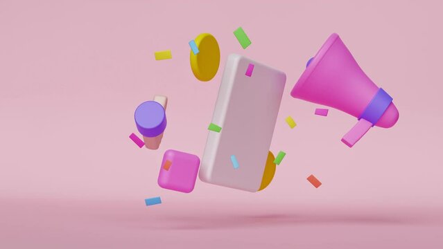 social media marketing, advertising and campaign motion design 3d animation. colorful minimal elements.
