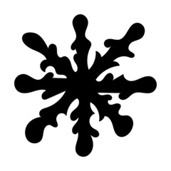 Hand drawn black and white doodle sketch snowflake.