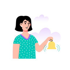 Character holds ring bell