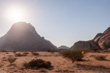 Deurstickers Late Afternoon near Spitzkoppe, and Old Volcano in the Namibian Desert. © Goldilock Project