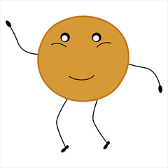 Cute pancake with funny face, hands and legs on a white background. EPS 10 + JPG.