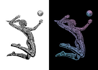 Illustration of a volleyball player in vector