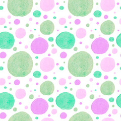 Abstract watercolor Hippie seamless pattern on isolated background. Print 70s, textured, with blotches and hand painted shapes. Designs for textiles, fabric, wrapping paper, packaging,scrapbooking.