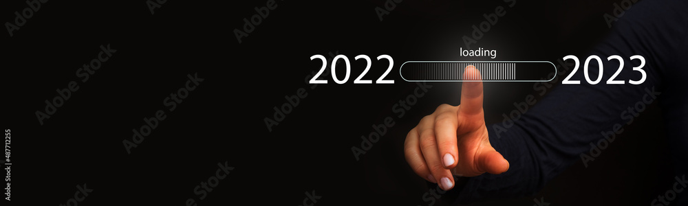 Poster finger pointing to loading to complete the year