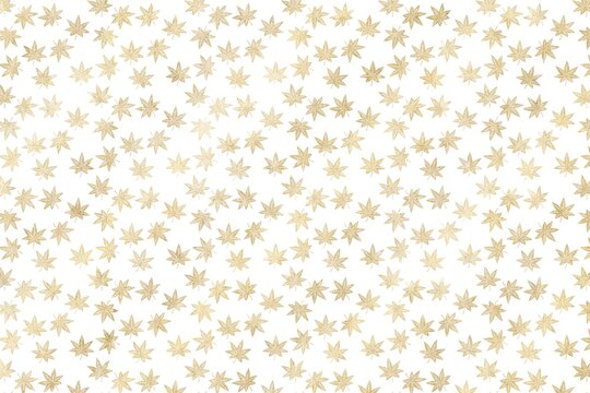 白背景に金色のもみじの柄　和柄　上品　ゴージャス　秋　植物　ボタニカル　葉　レトロ