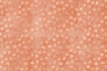 オレンジ背景に金色のもみじの柄　和柄　上品　ゴージャス　秋　植物　ボタニカル　葉　レトロ