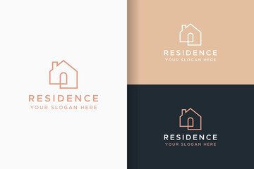 Logo Residence for Business Minimalist Concept Brand Identity. Geometric, Gold, and Luxury.