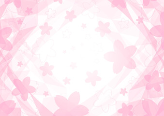 桜吹雪と抽象的な幾何学模様グラデーション背景素材