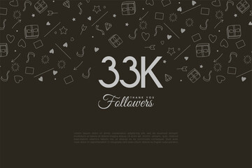 33k followers background with numbers illustration.