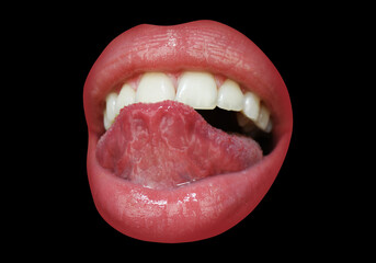 Dental care, healthy teeth and smile, white teeth in mouth. Closeup of smile with white healthy...