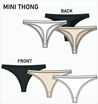 FLAT SKETCH OF MINI THONG UNDERWEAR IN EDITABLE VECTOR FILE