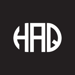 HAQ letter logo design on black background. HAQ creative initials letter logo concept. HAQ letter design.