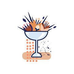 Vector illustration of a flower arrangement in pastel colors. Flowers with vase. For Valentine's Day. Poster for the interior, postcard, congratulation. In hand-drawn style