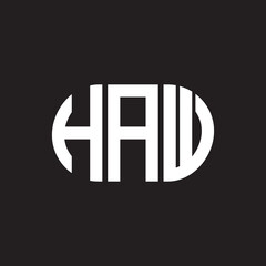 HAW letter logo design on black background. HAW creative initials letter logo concept. HAW letter design.