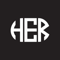 HER letter logo design on black background. HER creative initials letter logo concept. HER letter design.