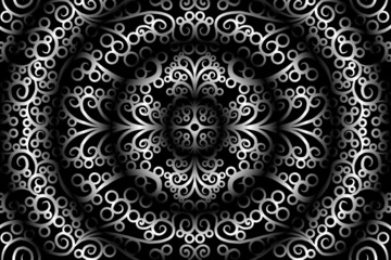 seamless Black and white caleidoscope gradient flower art pattern of indonesian traditional tenun batik ethnic dayak ornament for wallpaper ads background sticker or clothing