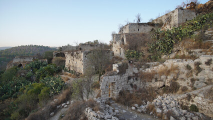 Scenic old ruins of deserted Lifta village near Jerusalem, Israel. High quality photo