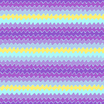 Seamless repeating pattern with hand drawn futuristic abstract bright curved and rounded shapes Y2K bug style, for surface design and other design projects